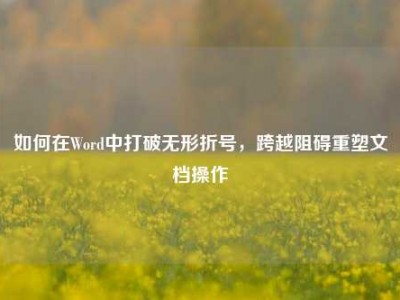 如何在Word中打破无形折号，跨越阻碍重塑文档操作