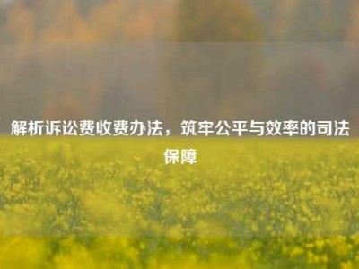 解析诉讼费收费办法，筑牢公平与效率的司法保障