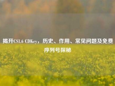 揭开CS1.6 CDKey，历史、作用、常见问题及免费序列号探秘