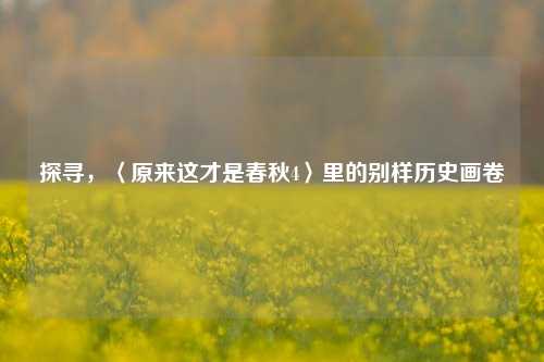 探寻,〈原来这才是春秋4〉里的别样历史画卷
