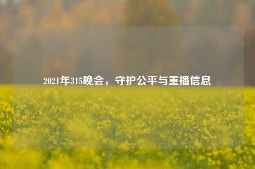 2021年315晚会，守护公平与重播信息