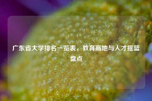 广东省大学排名一览表,教育高地与人才摇篮盘点