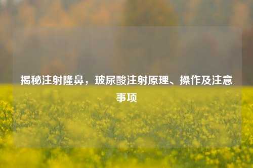 揭秘注射隆鼻,玻尿酸注射原理、操作及注意事项