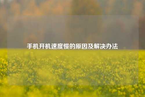 手机开机速度慢的原因及解决办法