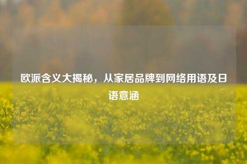 欧派含义大揭秘，从家居品牌到网络用语及日语意涵