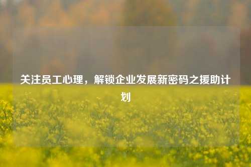 关注员工心理，解锁企业发展新密码之援助计划