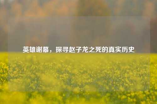 英雄谢幕，探寻赵子龙之死的真实历史