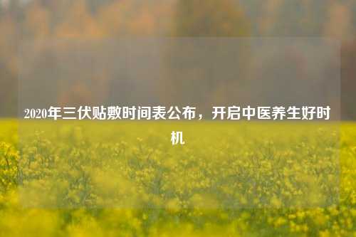 2020年三伏贴敷时间表公布，开启中医养生好时机